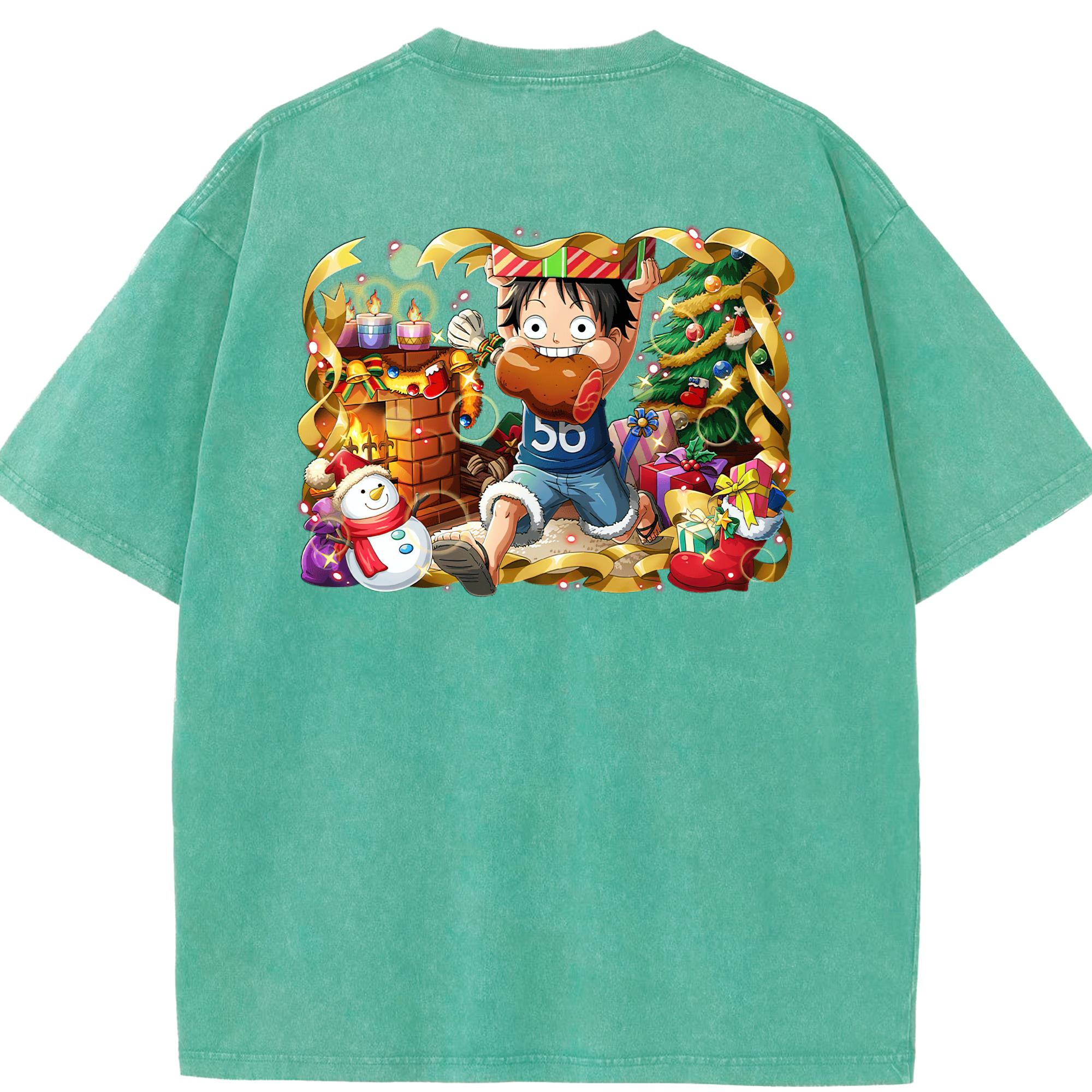 ワンピース モンキー・D・ルフィ ONE PIECE Monkey D. Luffy 綿100% ヴィンテージ風 半袖Tシャツ（背面プリント）